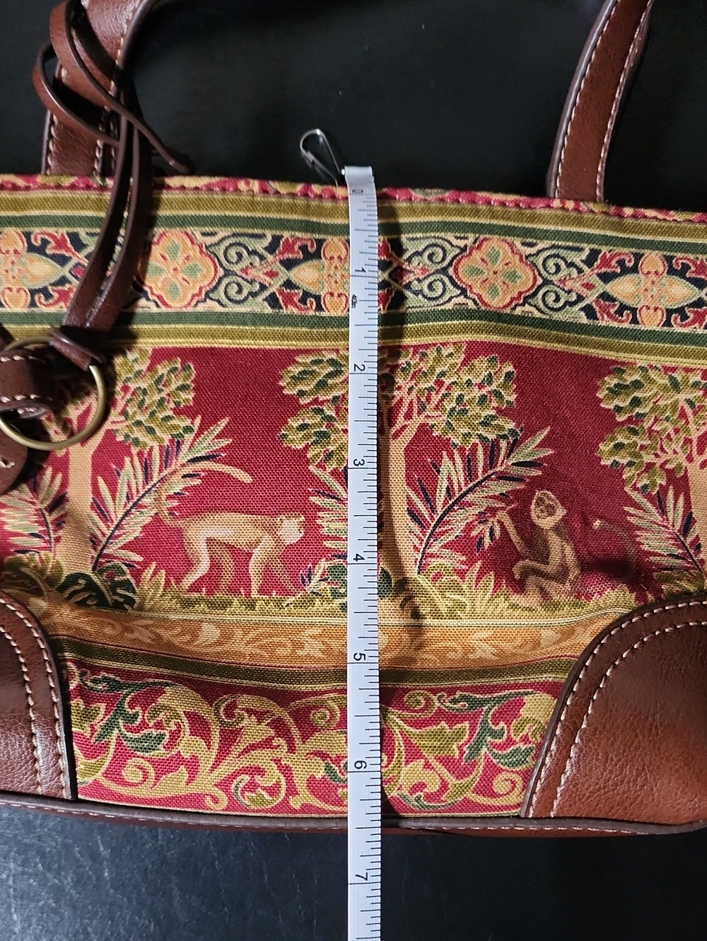 VTG Relic by Fossil Tapestry Monkey Jungle Print Handbag Crossbody Tote - Picture 13 of 13